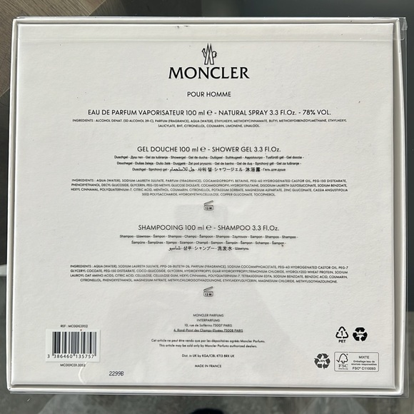 MONCLER Pour Homme 3-Piece Gift Set ForMen (Made in France) New in Box - Picture 6 of 10